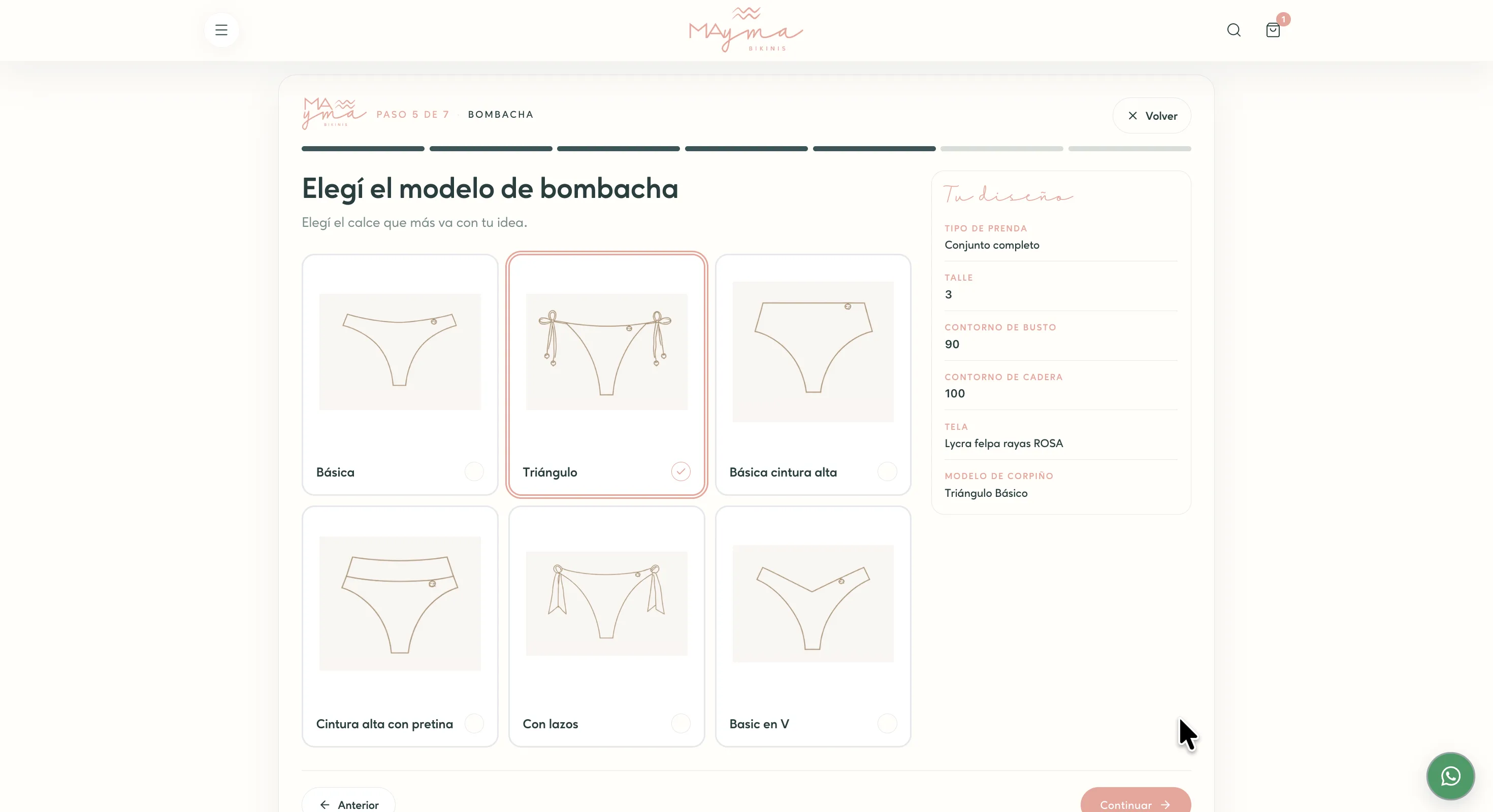 Selección visual del modelo de bombacha