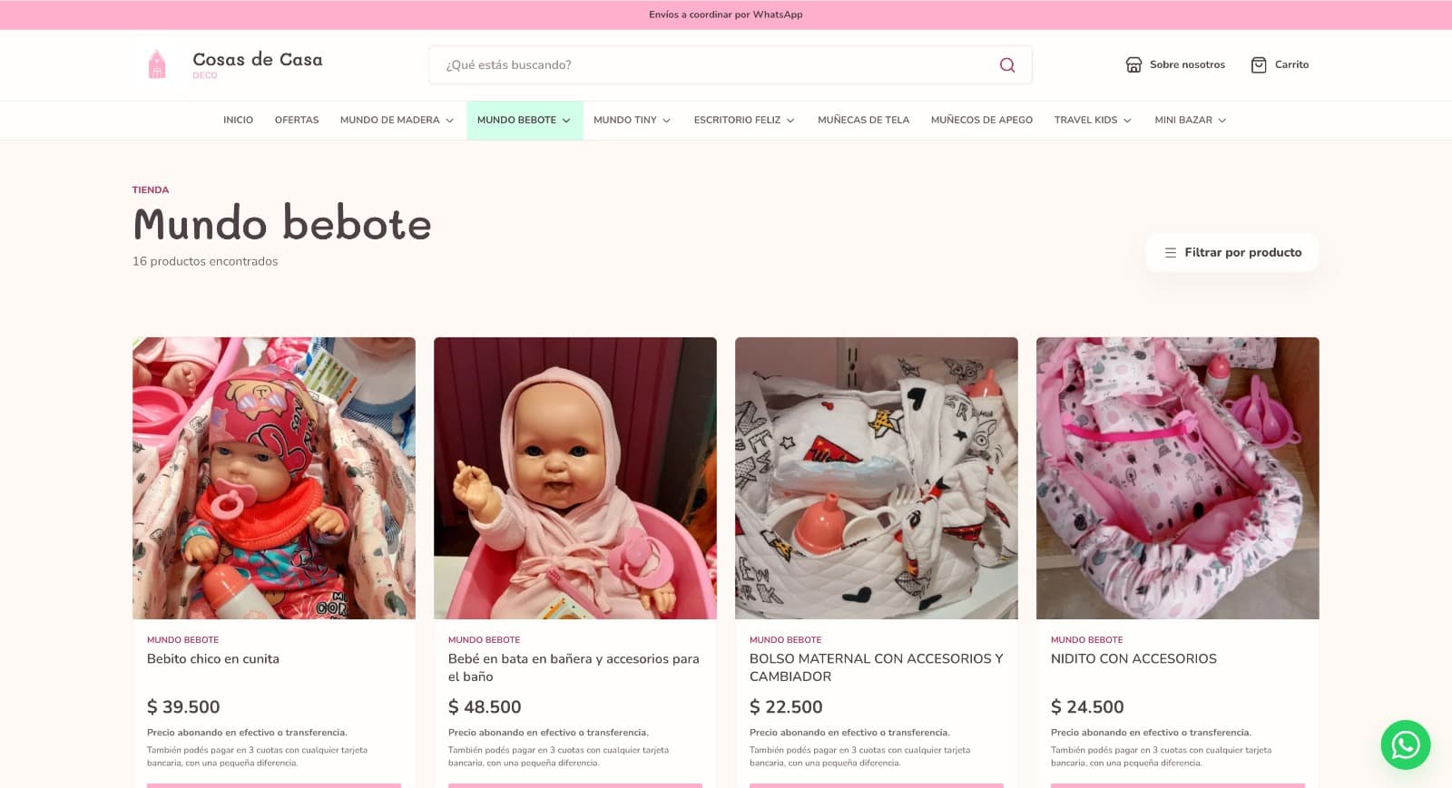 Catálogo de productos de Mundo Bebote