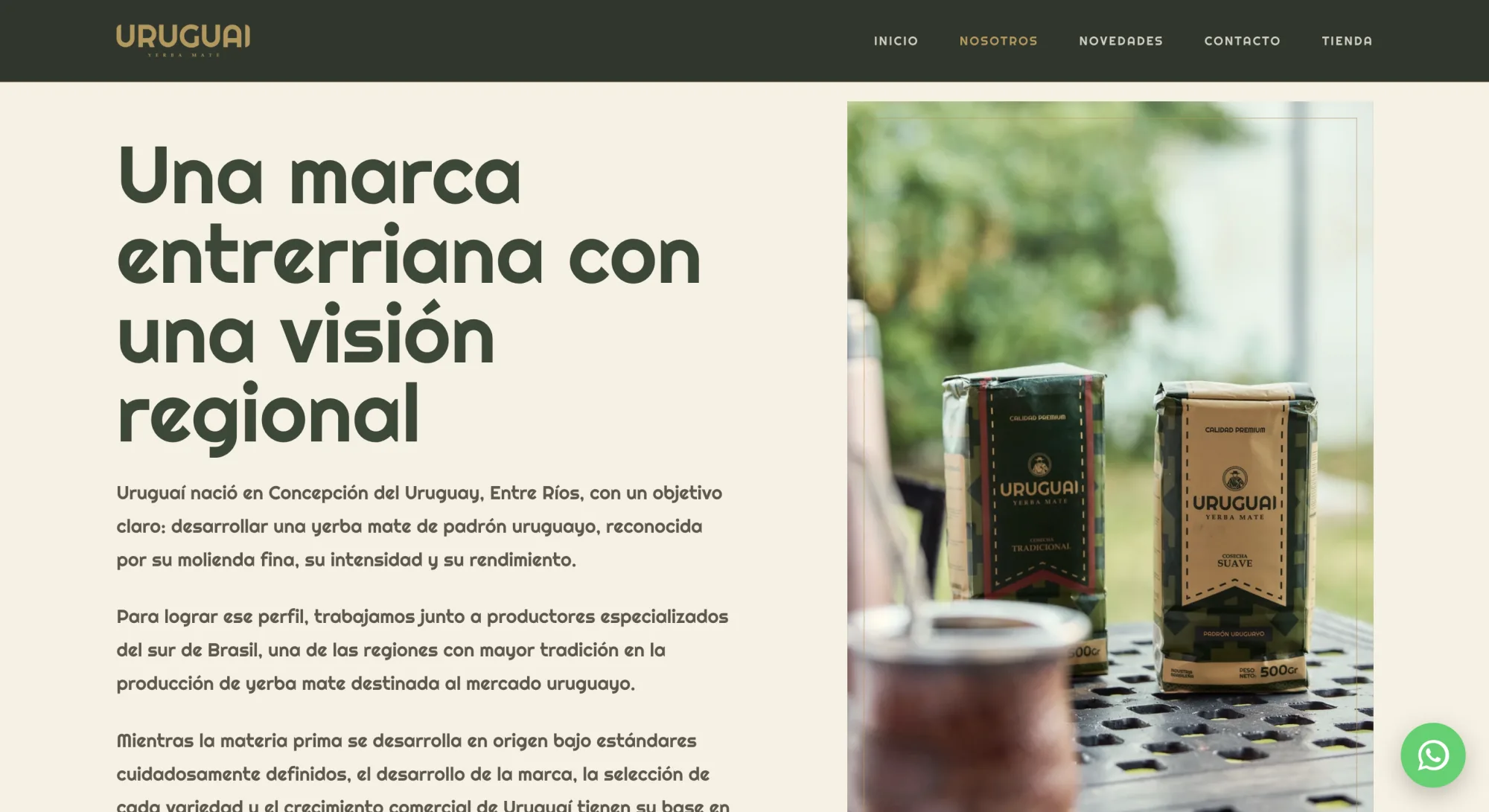 Página institucional que presenta la historia y el origen entrerriano de Uruguaí