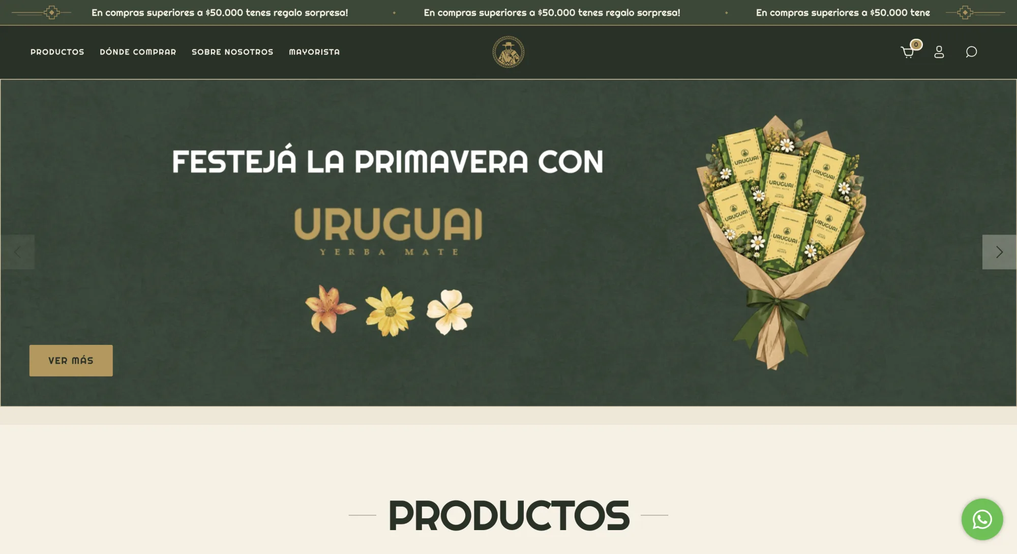 Home del ecommerce de Uruguaí con banner de campaña de primavera